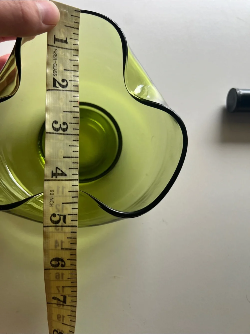 Vintage Anchor Hocking Green Glass Folded Edge Replacement Dip Bowl MCM